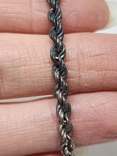 Vintage Hechts Sterling Silver 3.7mm Twisted Rope Chain Bracelet Heavy Patinated