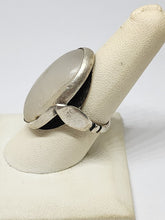 Vintage Mexico Sterling Silver Handmade Large White Oval Stone Statement Ring