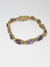 Vintage Ross Simons Gold Plated Sterling Silver Purple Cubic Zirconia Bracelet