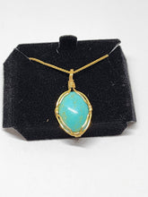 Handmade Sterling Silver Gold Plated Vermeil Wire Wrapped Turquoise Necklace