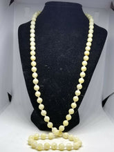 Vintage Mother of Pearl Handknotted Swirl Bead Necklace 30"