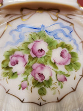 Vtg Cambridge Crown Tuscan Pink Hand Painted Roses Shell Shaped Dish Gold Accent