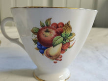 Vintage Clarence Fine Bone China Apples & Pears Cup & Saucer Married Pair
