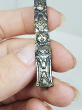 Vintage Sterling Silver Native American Totem Pole Bar Brooch Mayan