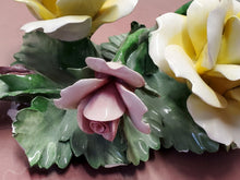 Vintage Nuova Capodimonte Hand Painted Porcelain Flowers Bouquet Centerpiece