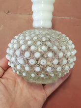 Vintage Fenton White Translucent Hobnail Bulb Shaped Vase Ribbed Neck