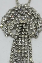 Vintage High End Costume Designer Clear Rhinestone Domed Tassel Necklace