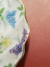 Vintage Lefton China Porcelain Seashell Plates Purple Yellow Blue Flowers