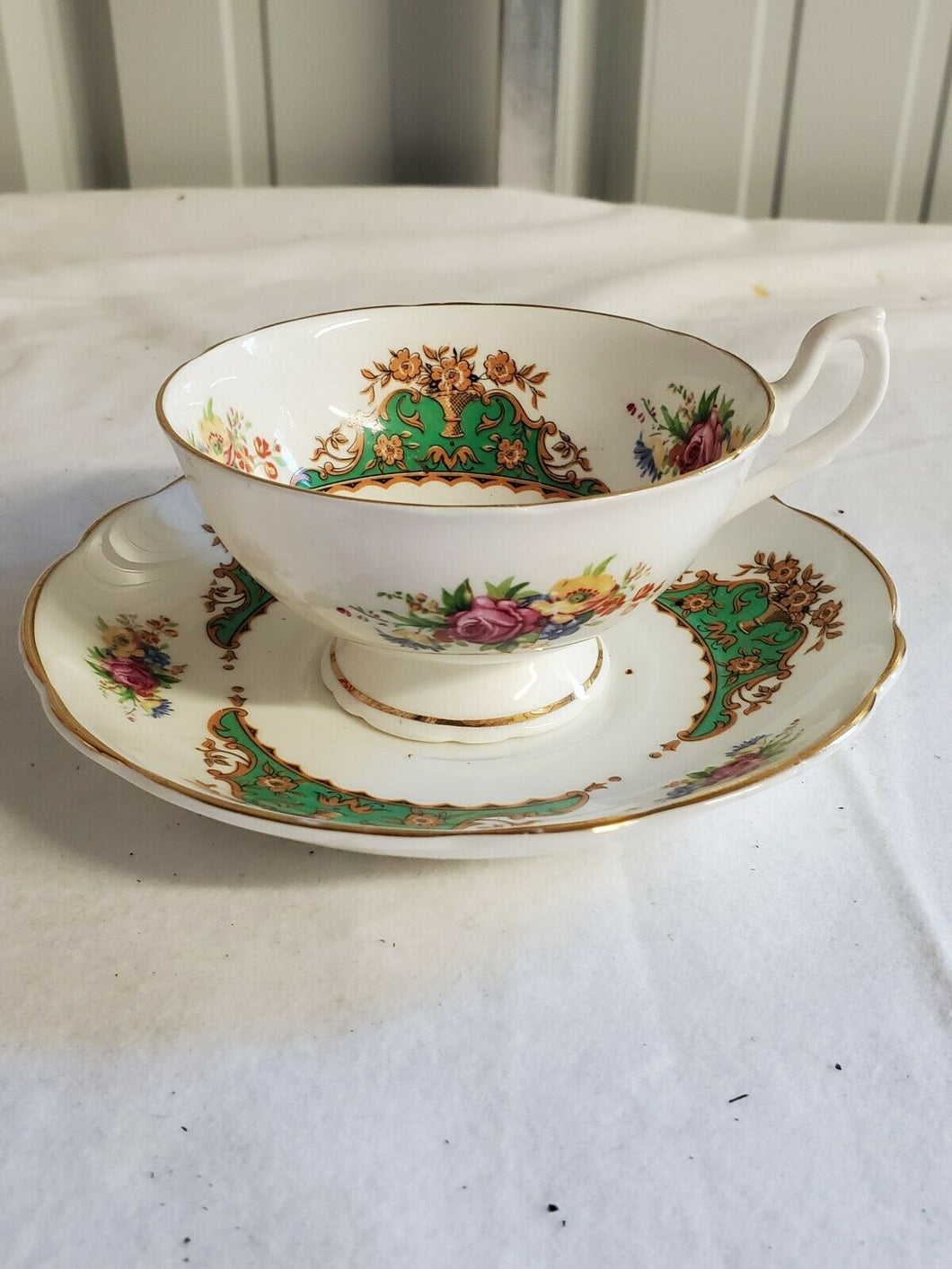 Vintage Dinette Fine Bone China Filigree And Floral Cup And Saucer