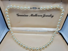 Vintage Mallorca Sterling Silver Faux Pearl Strand Necklace in Box