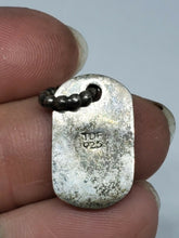 Vintage Oxidized Sterling Silver Fleur De Lis Dog Tag Charm Pendant 23.9mm
