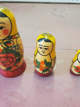 Vintage 4pc Handmade Russian Hand Painted Matryoshka Wooden Nesting Dolls