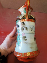 Antique Japanese Kutani Hand Painted Red And Gold Double Handle Vase Signed