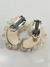 Vintage Silver Tone Crystal Rhinestone Cluster Clip Earrings