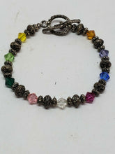 Sterling Silver Handmade Faceted Crystal Bicone And Sterling Bali Bead Bracelet
