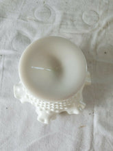 Vintage Fenton Hobnail Milk Glass Pedestal Dish With Ruffled Edge