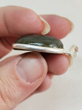 Handmade Sterling Silver Oval Labradorite Pendant Wire Bezel Open Back