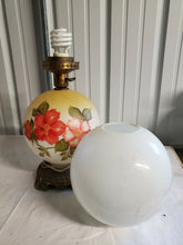 Vintage Gone With The Wind Globe Lamp Hand Painted Flowers Electrified