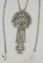 Vintage High End Costume Designer Clear Rhinestone Domed Tassel Necklace
