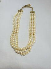 Vintage Carolee 3 Strand Adjustable Faux Pearl Necklace
