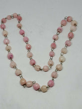 Vintage Handmade Pink Agate Beaded Chain Necklace 24"