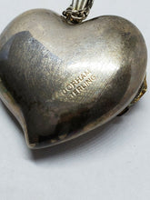 Vintage Gorham Sterling Silver Gold Plated Rose Puffy Heart Necklace Heavy 30"
