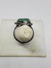 Vintage Sterling Silver Navajo Royston Turquoise Twist Wire Accent Ring Size 5.5
