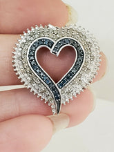 Affinity Diamonds Large Heart Blue And White Diamond Pendant