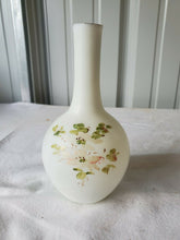 Vintage Hand Painted Flowers White Small Bud Vase Milk Glass