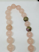 Vintage Pink Jade And Cloisonne Ball Bead Hand Knotted Necklace