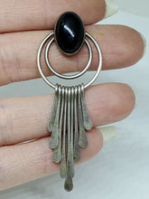 Vintage Sterling Silver Navajo Rita Begay Black Onyx Single Dangle Earring