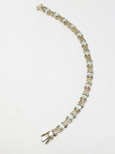 Sterling Silver Aquamarine Hugs And Kisses XOXO Tennis Bracelet 925 HAN THAI