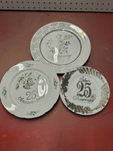 Vintage Norcrest Lefton 25th Anniversary Silver Trim Flower Plate Set