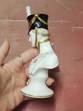 Antique Porcelain Hand Painted French Soldier Bust Figurine Gold Trim