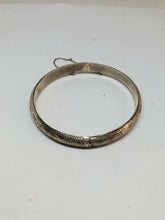 Vintage Taxco Mexico Sterling Silver Hand Etched Hinged Bangle