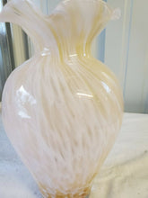 VTG Crystal Clear Murano Style Pink & Brown Swirl Glassware Vase Made In Italy