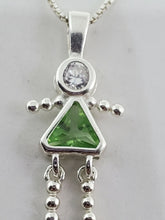 Sterling Silver Green And Clear Cubic Zirconia Daughter/Girl Necklace