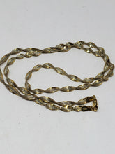 Vintage IBB Italy Sterling Silver Gold Plated Twisted Herringbone Necklace 18"