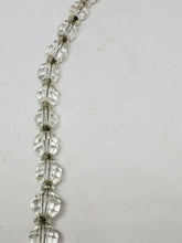 Vintage Clear Glass Checkered Faceted Rhinestone Beaded Necklace 16"