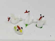 Vintage Set Of White Hand Blown Glass Swans And Chicken Figurines
