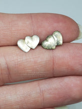 Vintage Sterling Silver Double Heart Stud Earrings No Backings