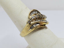 14k Yellow Gold Round And Baguette Diamond Cluster Engagement Ring Size 7