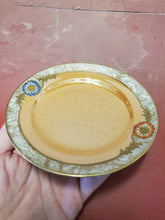 Vintage Copper Lusterware Blue And Red Daisy Saucer