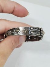 Vtg Navajo Sterling 900 Coin Silver Fred Harvey Era Hand Stamped Cuff Bracelet