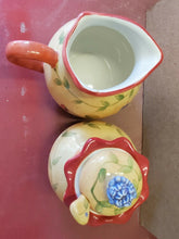 Vintage Pfaltzgraff Napoli Hand Painted Flowers Creamer And Sugar Bowl