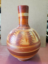 Vintage Mexican Southwestern Folk Art Handmade Hand Painted Terracotta Vase