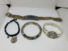 Lot Of 4 Costume Jewelry Bracelets Suede Metal Corded