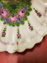 Vintage Cambridge Crown Tuscan Pink Hand Painted Rose Pedestal Shell Dish