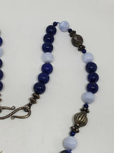 Sterling Silver Lapis Lazuli And Blue Banded Agate Handmade 925 Beaded Necklace