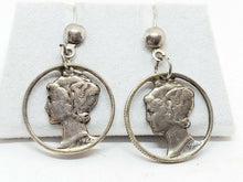 1944 90% Silver Mercury Dime Cut Out Pierced Work Stud Earrings